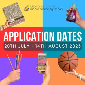 Colourful poster showing application dates